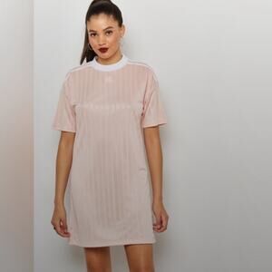 Adidas Originals Pink Striped Trefoil Short Sleeve T-shirt Dress 8 Small